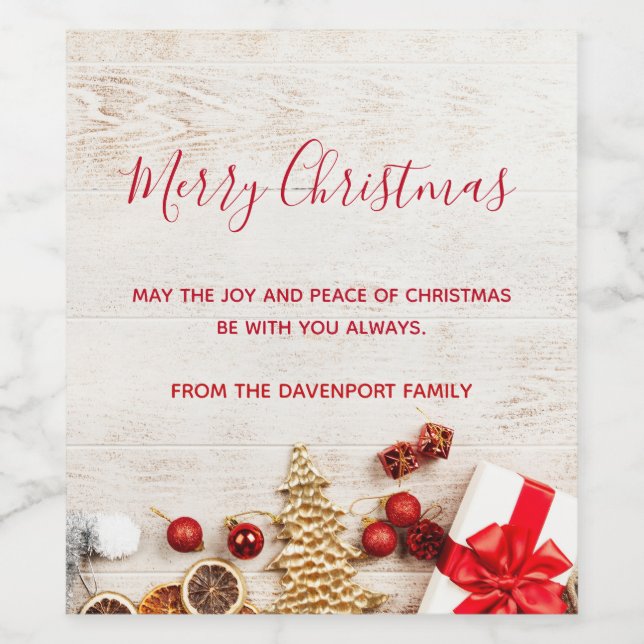 Jul Äckliga artiklar på en Rustik träbräde Vinflaska Etikett (Singel etikett)