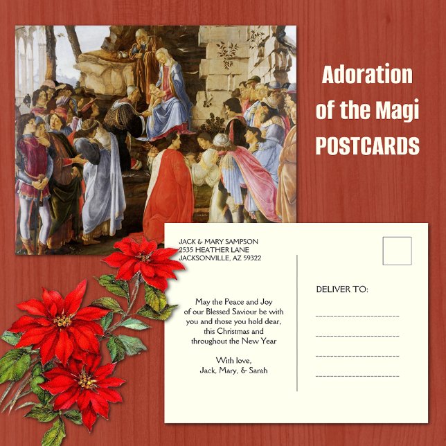 Jul Adoration av de vise männen Trettondedag jul R Vykort (Adoration of the Magi Christmas and Epiphany Postcards)