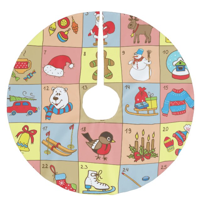 Jul Advent: Doodle Inslag Collection Julgransmatta Borstad Polyester (Framsidan)