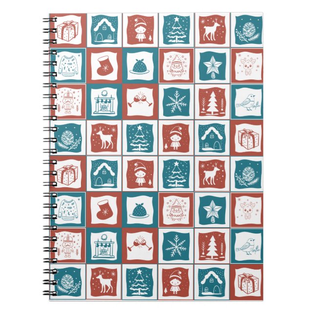 Jul Advent Inspired Mosaic Tiled Anteckningsbok (Framsidan)