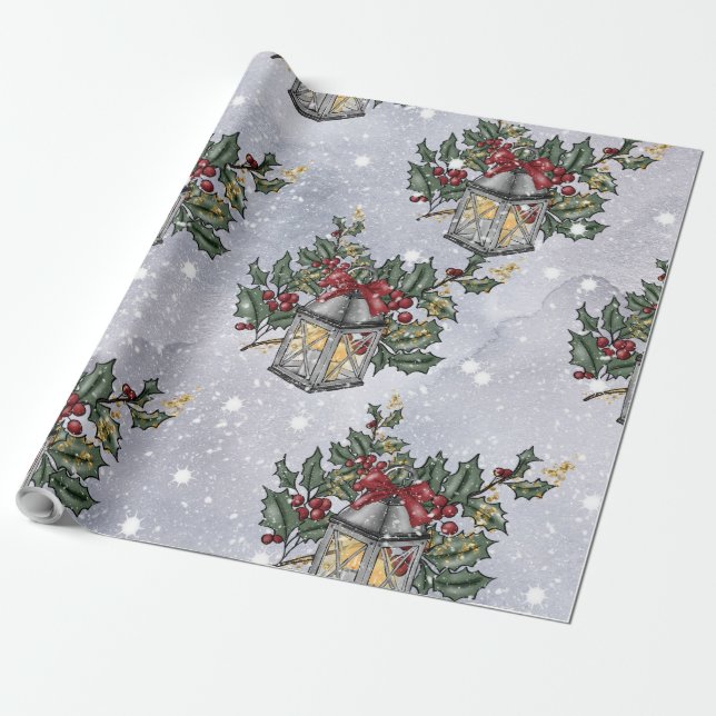 Jul Advent Ljusstake Mönster Presentpapper (Utrullad)