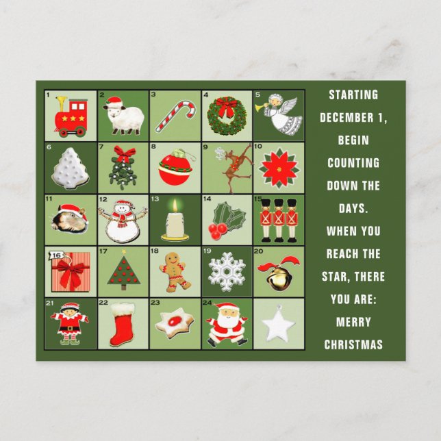 Jul adventskalender postkort helg vykort (Framsida)
