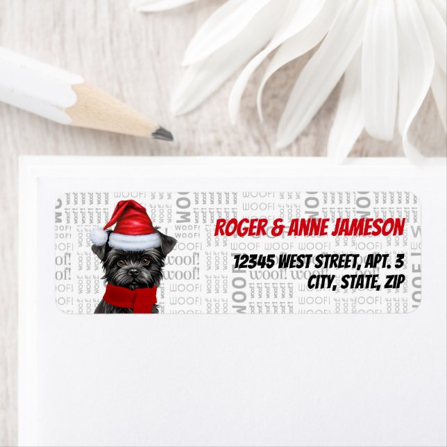 Jul Affenpinscher Hund älskare Helgdag Adress Returadress Etikett (Insitu)