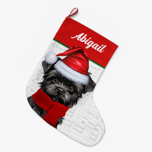 Jul Affenpinscher Hund Woof Background Namn Stor Julstrumpa