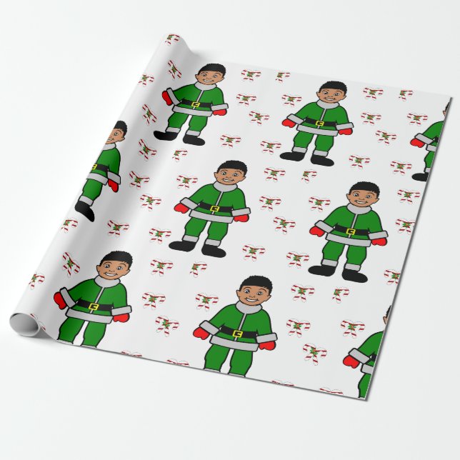 Jul Aforo Pojke Kid Cute Elf Presentpapper (Utrullad)