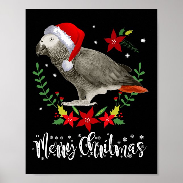 Jul African Grått Parrot Poster (Framsidan)
