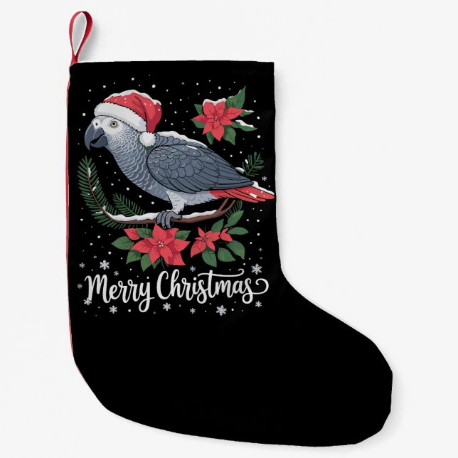 Jul Afrikansk Grå Papegoja  Liten Julstrumpa (Framsidan)