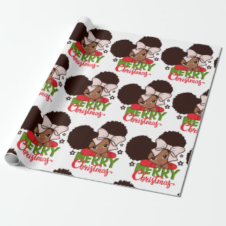 Jul Afro Flickssvart unge Cute Wrapping Papprare Presentpapper