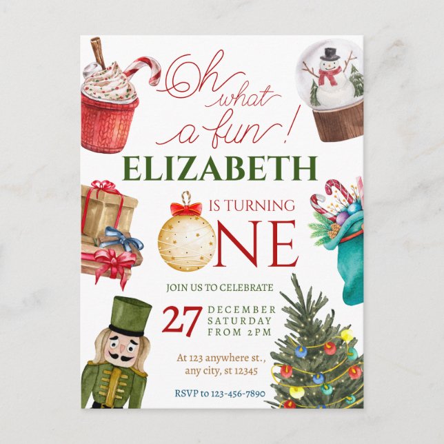 Jul, Åh Vilken Kul Första Födelsedag Vykort (Framsida)