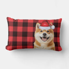 Jul Akita Högtid Buffalo Plaid för hundälskare Lumbarkudde