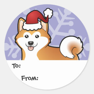 Jul Akita Inu/Shiba Inu Runt Klistermärke