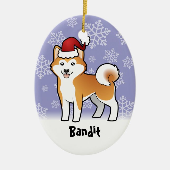 Jul Akita Inu/Shiba Inu (tillfoga husdjur Julgransprydnad Keramik (Framsidan)