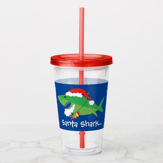 Jul Akryltumbler 16 oz Santa Shark Take Away Mugg (Framsida)