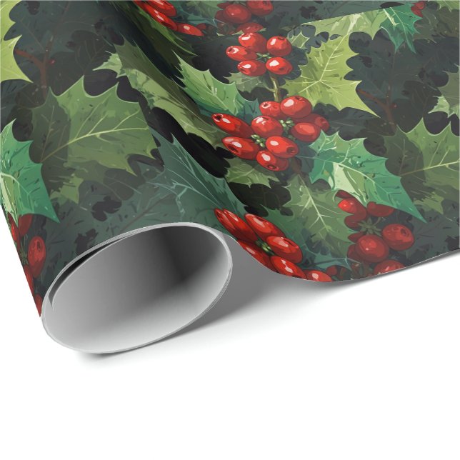 Jul akvarell Järnekvistar blad botanisk  Presentpapper (Rullad Hörn)