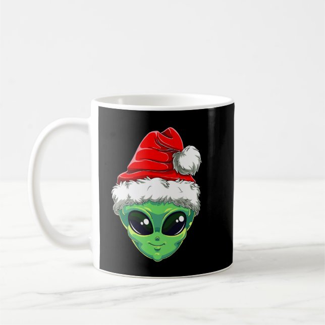 Jul Alien Santa Costume Funny UFO Santa Hat Kaffemugg (Vänster)