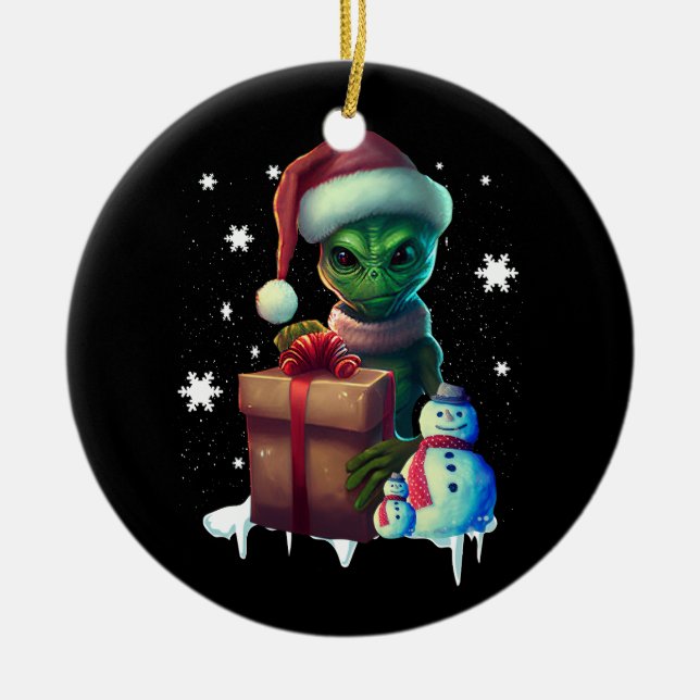 Jul Alien Santa Science fiction Space Yttre Julgransprydnad Keramik (Framsidan)