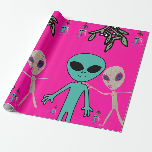 Jul Alien Wrapping Papper Presentpapper (Utrullad)
