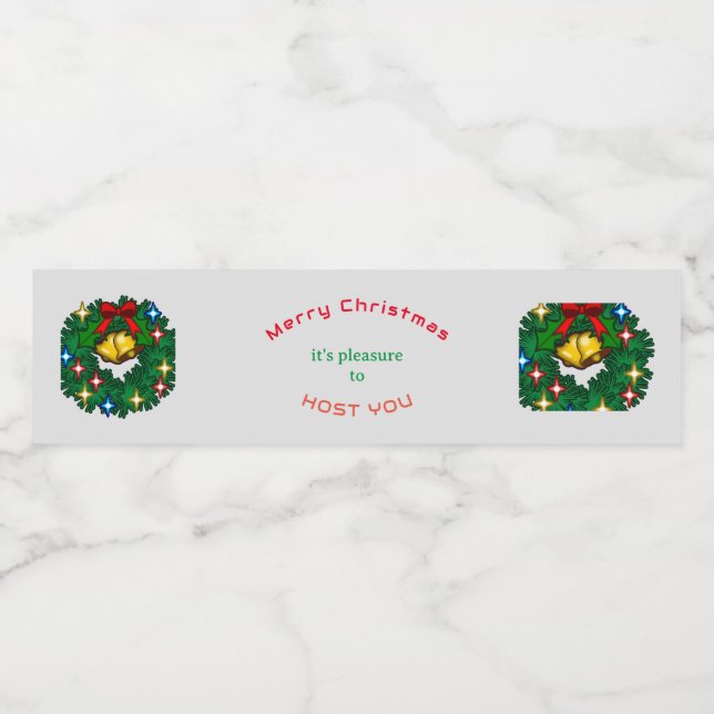 Jul alla vägar leder hem | xmas krans vattenflaskor etikett (Singel etikett)