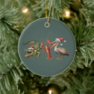 Jul Alligator Pelikan Kräftor Gås Djur Julgransprydnad Keramik