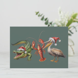 Jul Alligator Pelikan Kräftor Gås Djur Julkort