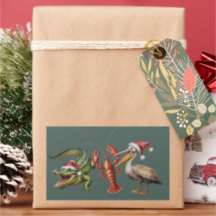 Jul Alligator Pelikan Kräftor Gås Djur Rektangulärt Klistermärke