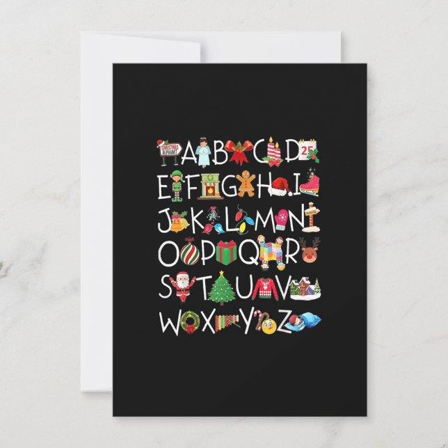 Jul Alphabet A.B.C Lärare Costume Kids Inbjudningar (Framsida)