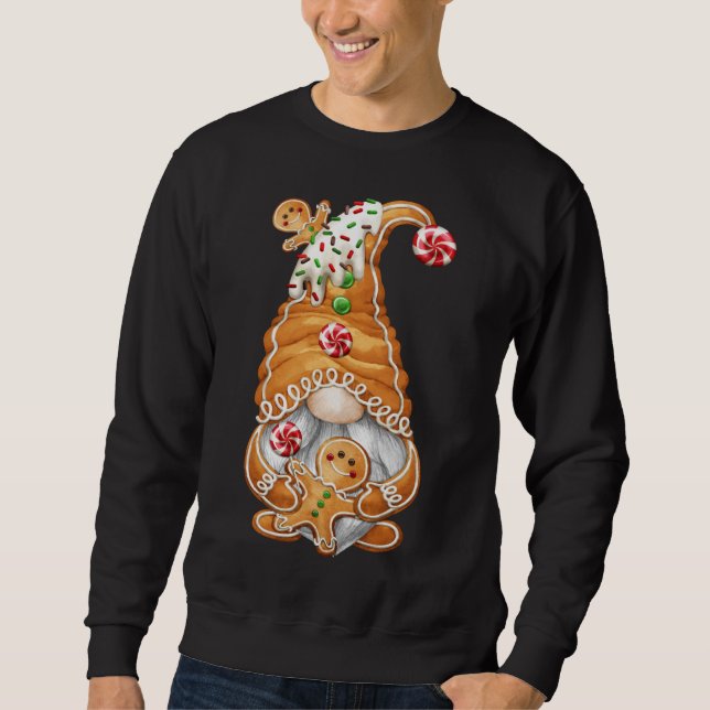 Jul Älskare Motif för Julafton - Cute Gingerbröd Lång Ärmad Tröja (Framsida)