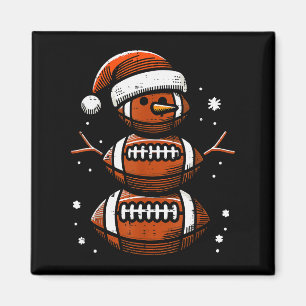 Jul Amerikansk Fotboll Snömannen Xmas Sport Pojke Magnet