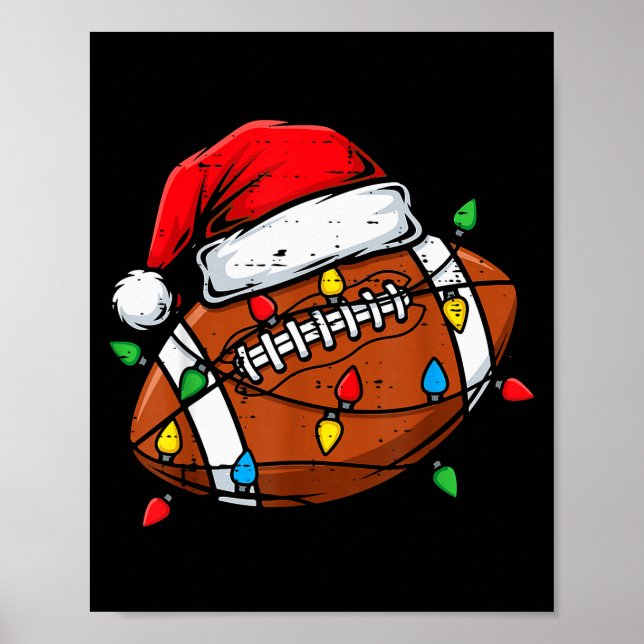 Jul Amerikansk Fotboll Tomte Rolig Xmas Män B Poster (Framsidan)