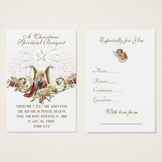 Jul Andlig Bouquet Prayer Heliga Card Visitkort (Framsida & baksida)