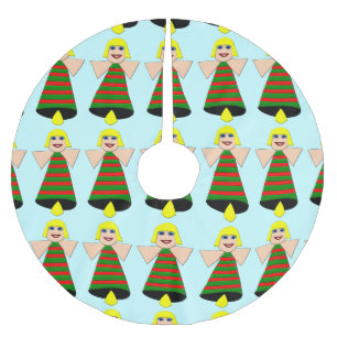 jul Angel Bell Träd Skirt Julgransmatta Borstad Polyester