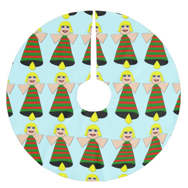 jul Angel Bell Träd Skirt Julgransmatta Borstad Polyester (Framsidan)