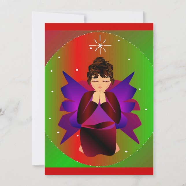 Jul Angel Flicka Praying Inbjudningar (Framsida)