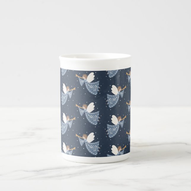 Jul Angel Fred på jorden Helgdag Heartfilt Benporslin Mugg (Framsidan)