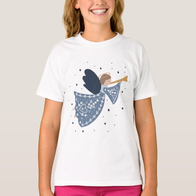 Jul Angel Fred på jorden Helgdag Heartfilt T Shirt (Framsida)