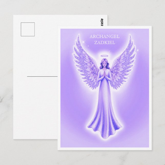 Jul Angel | Lila, Lilac och Vita Vykort (Fram/baksida)