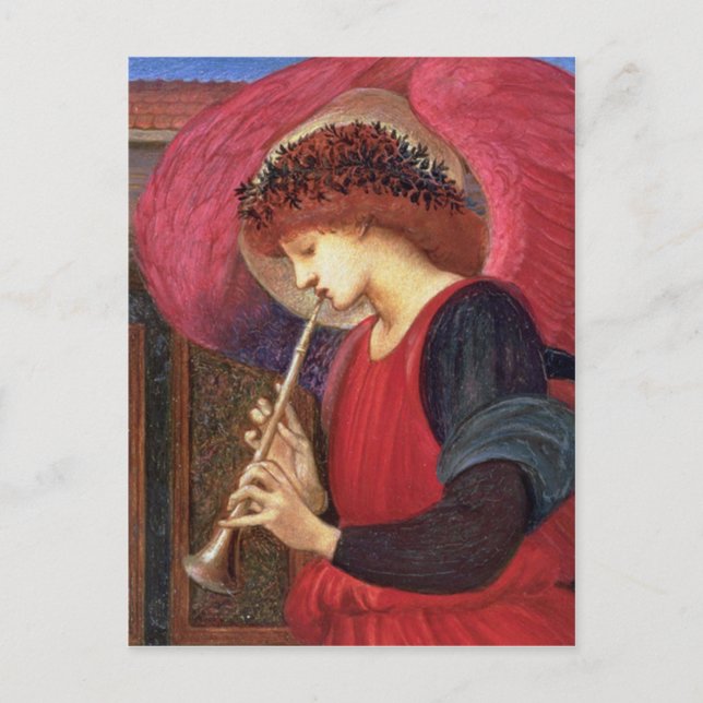 Jul Angel Post Cards - Burne-Jones - Red Helg Vykort (Framsida)