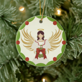Jul Angel Red Grönt Holly Wandeann År 2024 Julgransprydnad Keramik