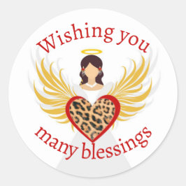 Jul Angel Red Heart Leopard Vingar Gift Runt Klistermärke