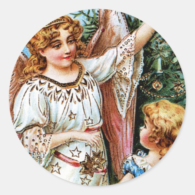 Jul Angel Runt Klistermärke (Framsida)