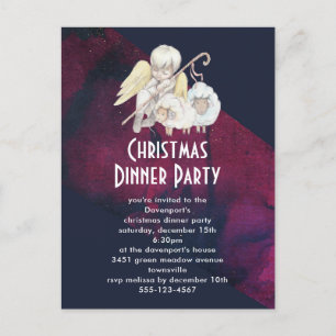 Jul Angel Shepherd med Lambs Dnner Party Vykort