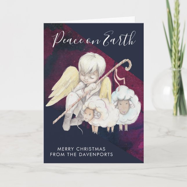Jul Angel Shepherd med Lambs Helgdag Kort (Framsida)