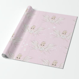 Jul Angel Stars Rosa Cute Wrapping Papper Presentpapper