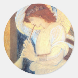 Jul Angel Stickers Burne-Jones Guld White Runt Klistermärke