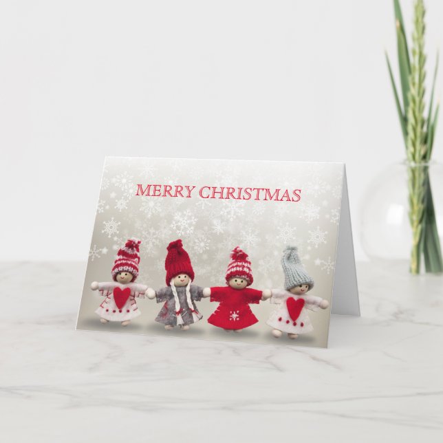 Jul Angel Winter Snowfall Heart Helgkort (Framsida)