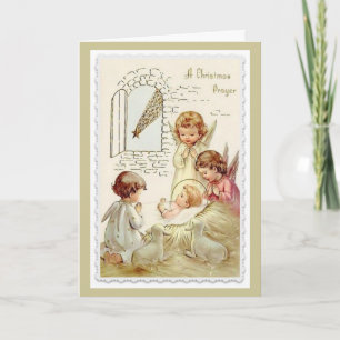 Jul änglar, baby Jesus, Lamb, Manger Helgkort