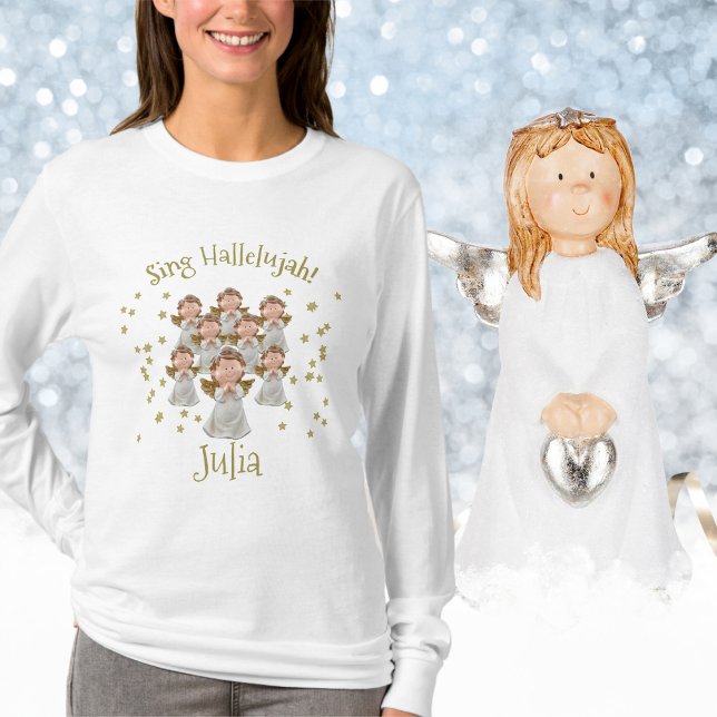 Jul Änglar Choir, med Namn T Shirt (Christmas Angels Choir, With Name T-Shirt)