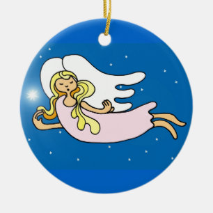 Jul änglar julgransprydnad keramik
