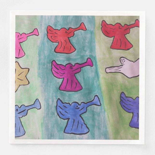 Jul-Änglar med trumpeter Pappersservett (Framsida)