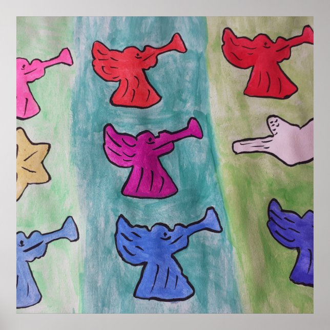 Jul-Änglar med trumpeter Poster (Framsidan)